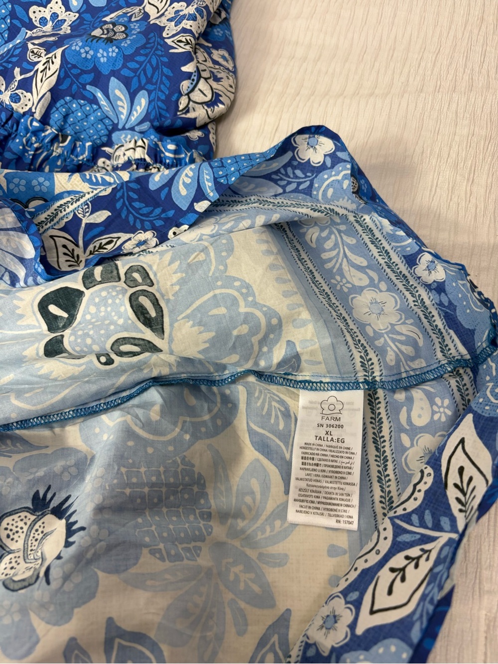 FARM Rio Blue & White Floral Tiered Sundress with Spaghetti Straps - Picture 8 of 11